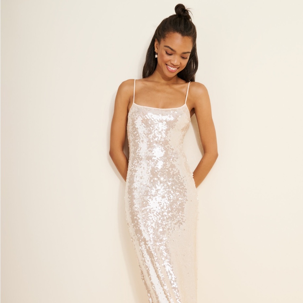 Rumored Sequin Maxi Dress in Silver